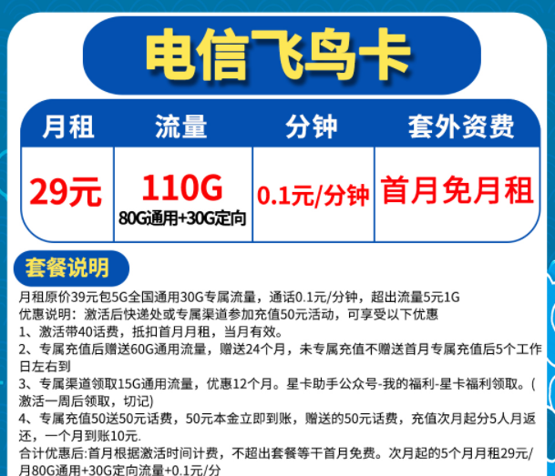 所有的正規(guī)流量卡優(yōu)惠套餐是怎么組成的？電信流量卡5G上網(wǎng)不限速套餐介紹