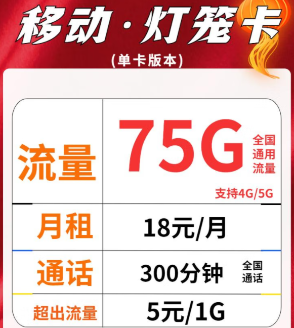 移動流量卡單卡、副卡套餐介紹|移動燈籠卡、和家卡|18元、28元月租