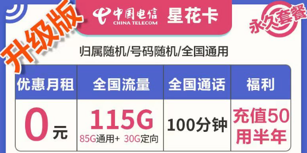 有哪些好用實惠的流量卡套餐？電信星花卡、霜花卡、海興卡|前半年0月租使用