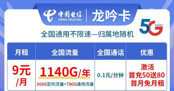 線上有哪些好用又資費低的流量卡套餐？9元月租、0月租免費用|電信龍吟卡、小優(yōu)卡