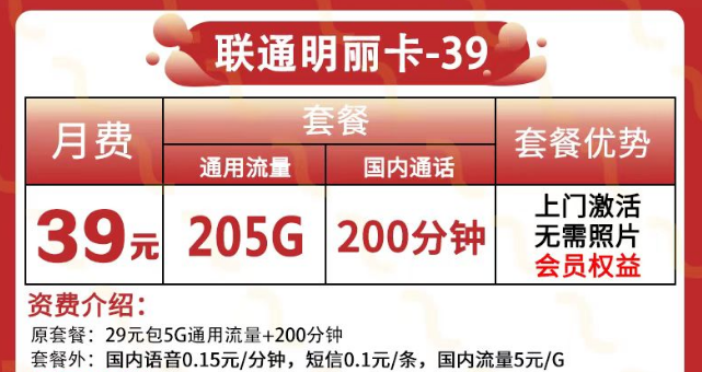 可以領(lǐng)視頻會員的聯(lián)通流量卡又來啦！205G純通用+200分鐘語音+會員|聯(lián)通明麗卡
