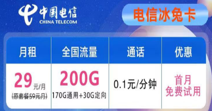 想要優(yōu)惠的流量卡不知道去哪兒？電信29元200G冰兔卡、電信39元200G+600分鐘語(yǔ)音創(chuàng)新卡