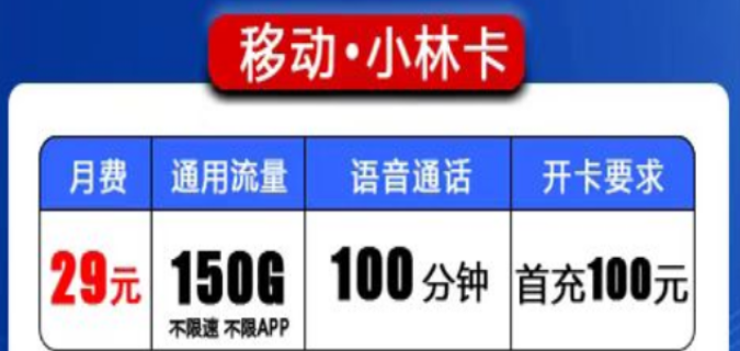 移動(dòng)流量卡會(huì)有都是純通用流量的嗎？移動(dòng)小林卡、森林卡|150G、200G純通用流量|+100分鐘免費(fèi)通話(huà)