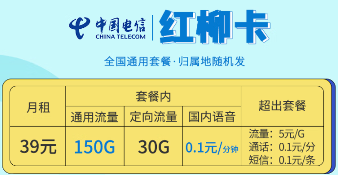 2023年性價(jià)比最高流量卡推薦|電信紅柳卡39元180G|免費(fèi)申請入口